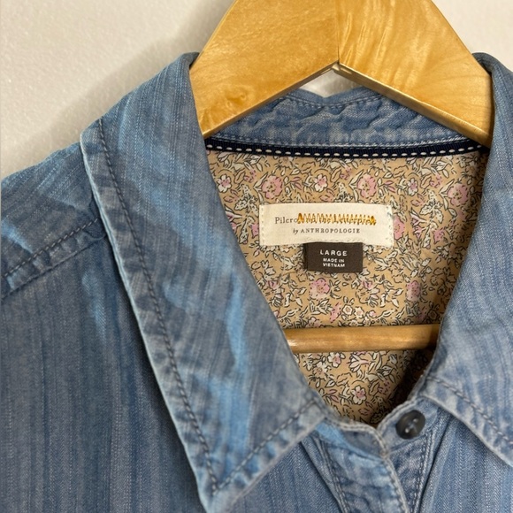 Anthropologie Pilcro Blue Denim Lyocell Vintage Look Shirt - Picture 3 of 8